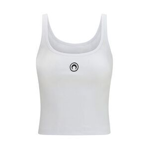 Marine Serre Women Moon Logo Ribbed Jersey Cropped Tank Top